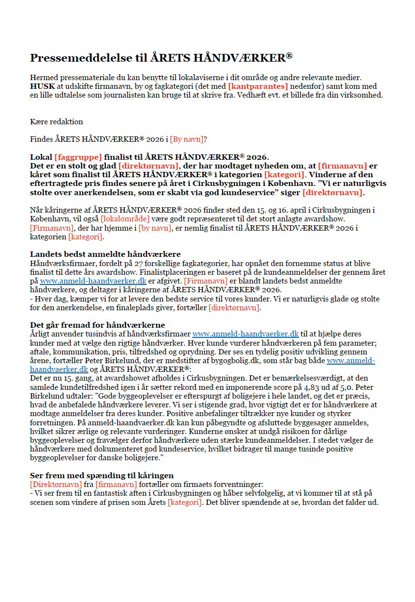 Pressemeddelse